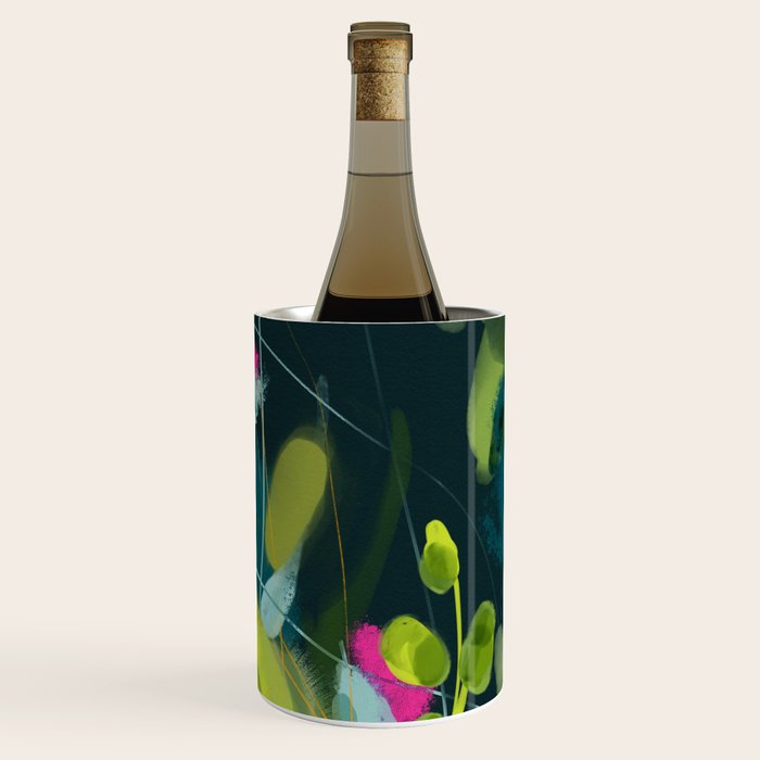 Abstract Jungle Fever Leaves In Floral Green Wine Chiller
