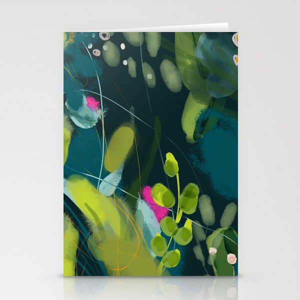 Abstract Jungle Fever Leaves In Floral Green Stationery Card