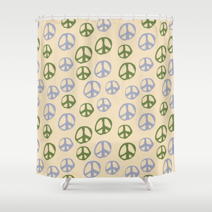 Hand-Drawn Peace Symbol Pattern Shower Curtain