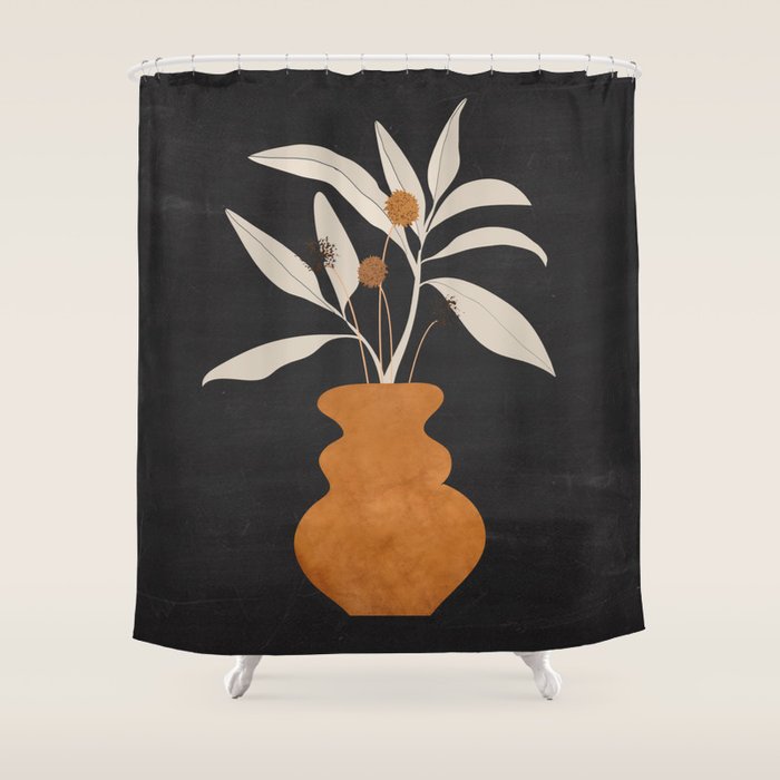 Minimal Abstract Art Vase Plant 11 Shower Curtain
