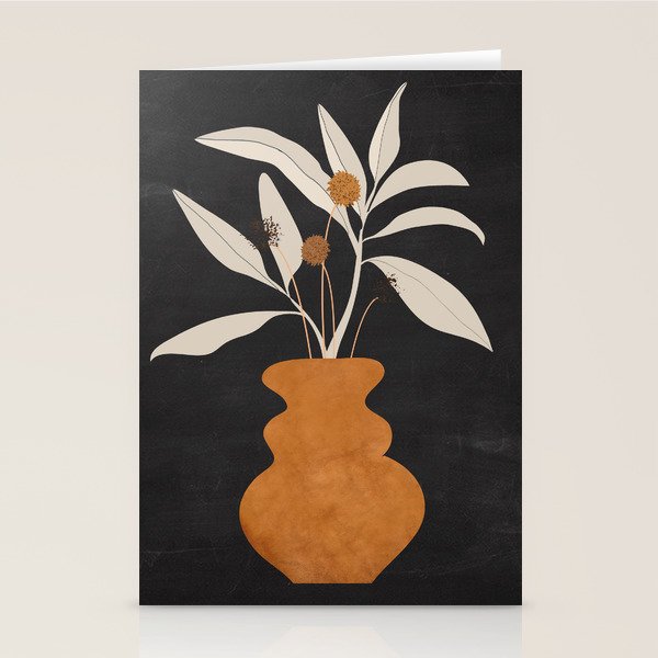Minimal Abstract Art Vase Plant 11 Stationery Card