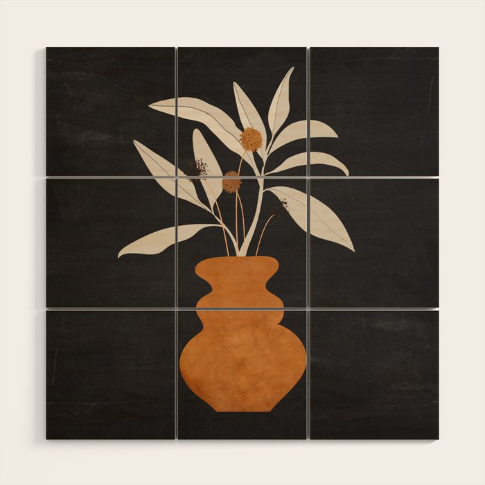 Minimal Abstract Art Vase Plant 11 Wood Wall Art