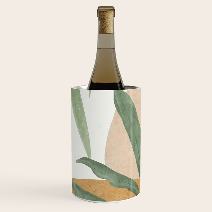 Abstract Art Tropical Leaves 4 Wine Chiller