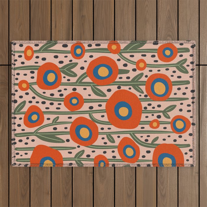 Flower Market Amsterdam, Abstract Modern Floral Print Outdoor Rug