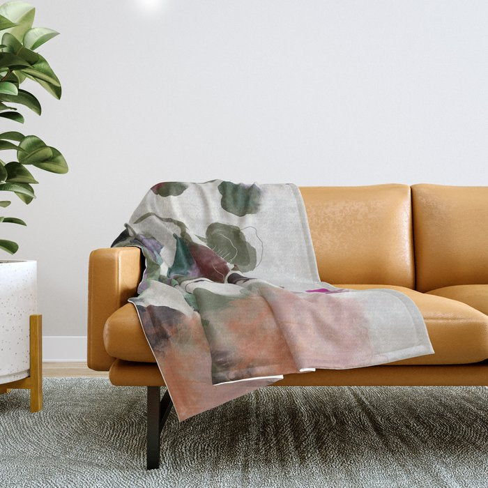 Floral Abstract Summer Autumn Throw Blanket