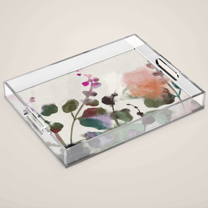 Floral Abstract Summer Autumn Acrylic Tray