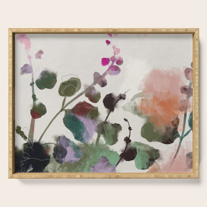 Floral Abstract Summer Autumn Serving Tray