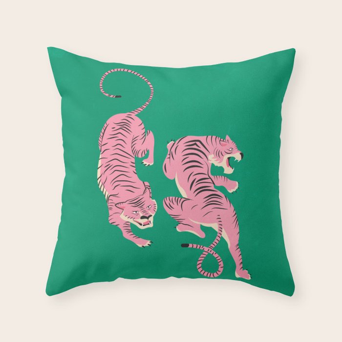 The Chase: Pink Tiger Edition Throw Pillow