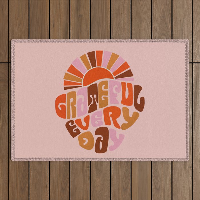 Grateful Everyday - 70s Hippie Style  Outdoor Rug