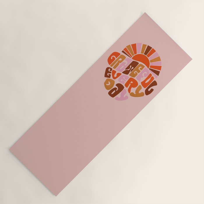 Grateful Everyday - 70s Hippie Style  Yoga Mat