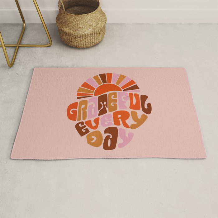 Grateful Everyday - 70s Hippie Style  Rug