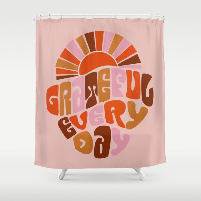 Grateful Everyday - 70s Hippie Style  Shower Curtain