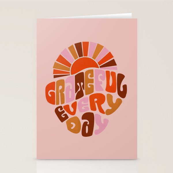Grateful Everyday - 70s Hippie Style  Stationery Card