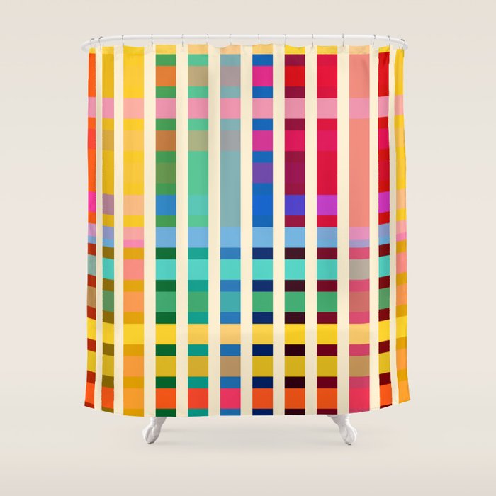 Futuristic Cyber Rainbow Crossing Shower Curtain