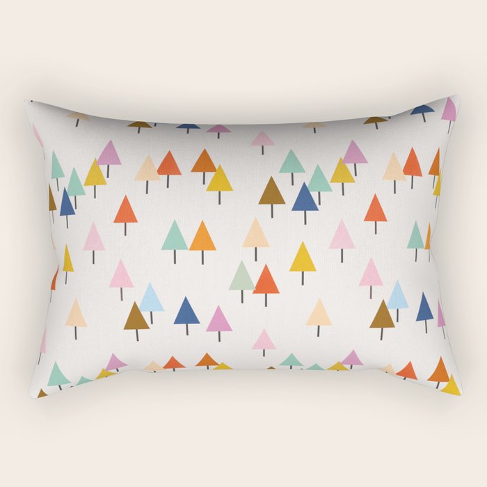 Pastel Triangle Trees: Cozy Winter Vibes With Modern Charm Rectangular Pillow