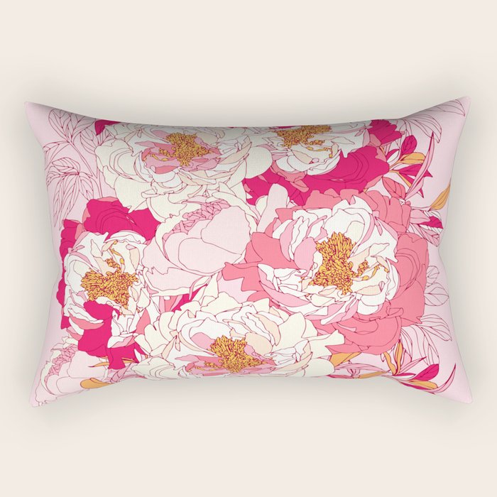 Pink Flowers Of Peonies Rectangular Pillow