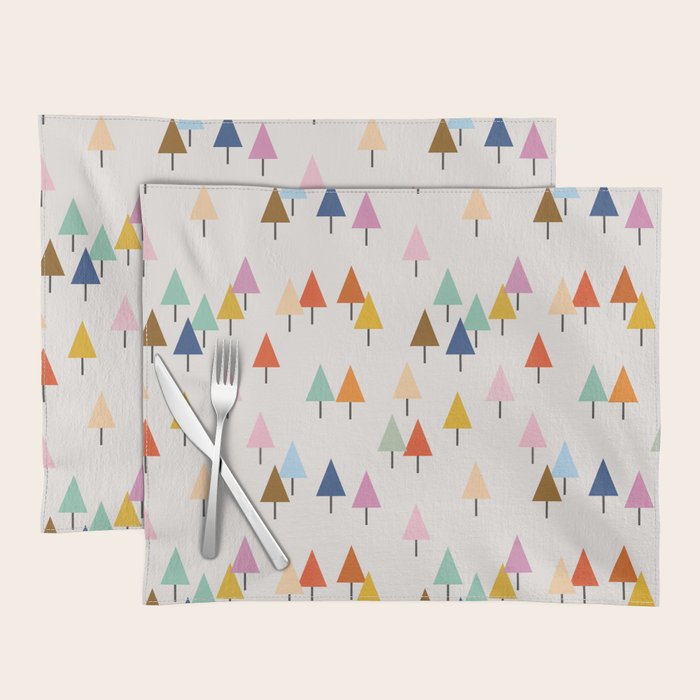 Pastel Triangle Trees: Cozy Winter Vibes With Modern Charm Placemat
