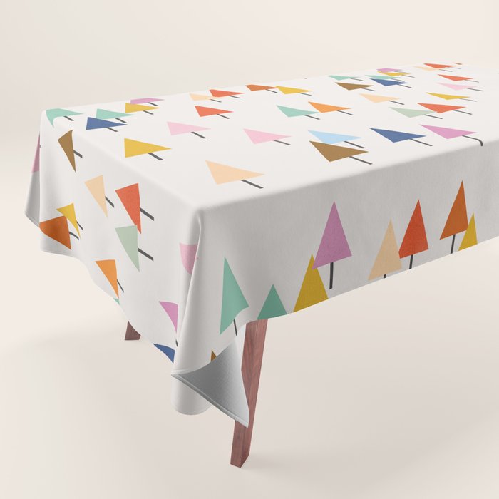 Pastel Triangle Trees: Cozy Winter Vibes With Modern Charm Tablecloth