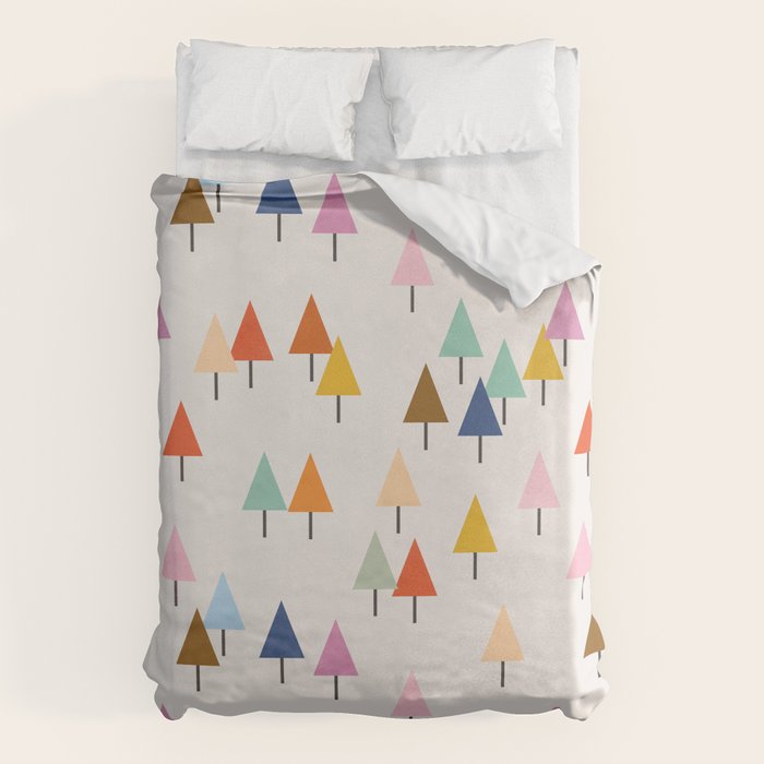 Pastel Triangle Trees: Cozy Winter Vibes With Modern Charm Duvet Cover