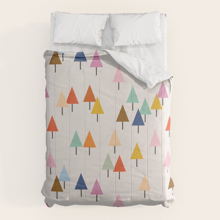 Pastel Triangle Trees: Cozy Winter Vibes With Modern Charm Comforter