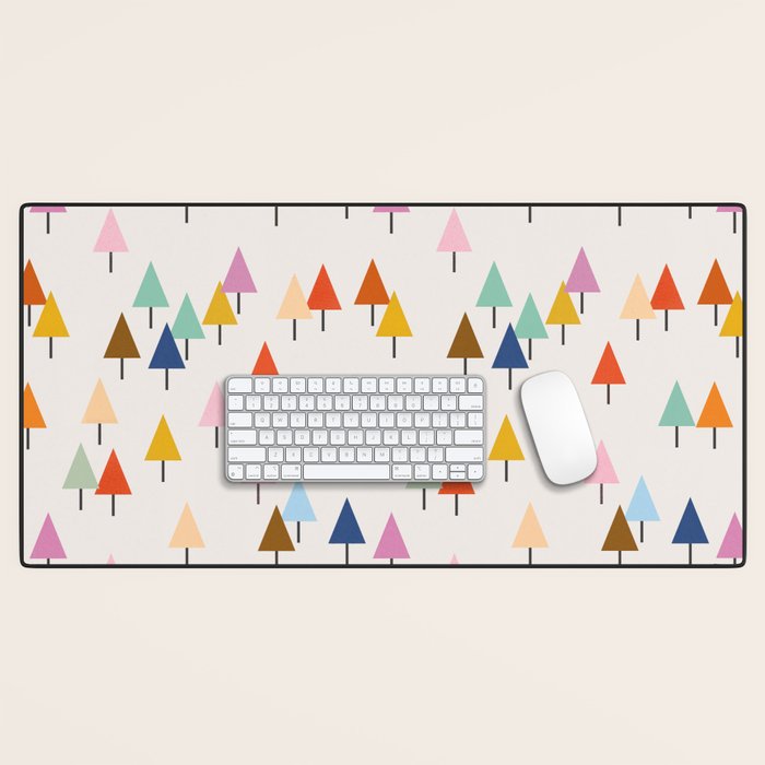 Pastel Triangle Trees: Cozy Winter Vibes With Modern Charm Desk Mat