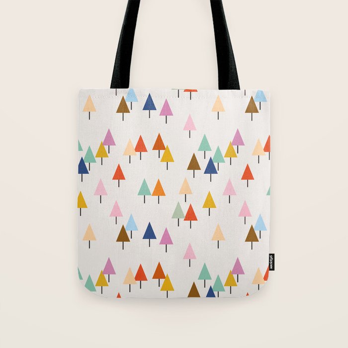 Pastel Triangle Trees: Cozy Winter Vibes With Modern Charm Tote Bag