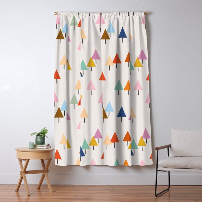 Pastel Triangle Trees: Cozy Winter Vibes With Modern Charm Window Curtain