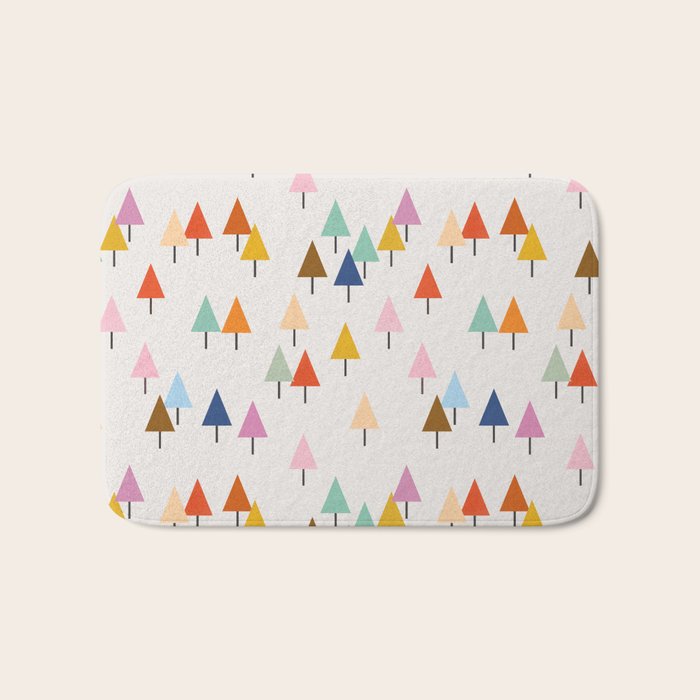 Pastel Triangle Trees: Cozy Winter Vibes With Modern Charm Bath Mat