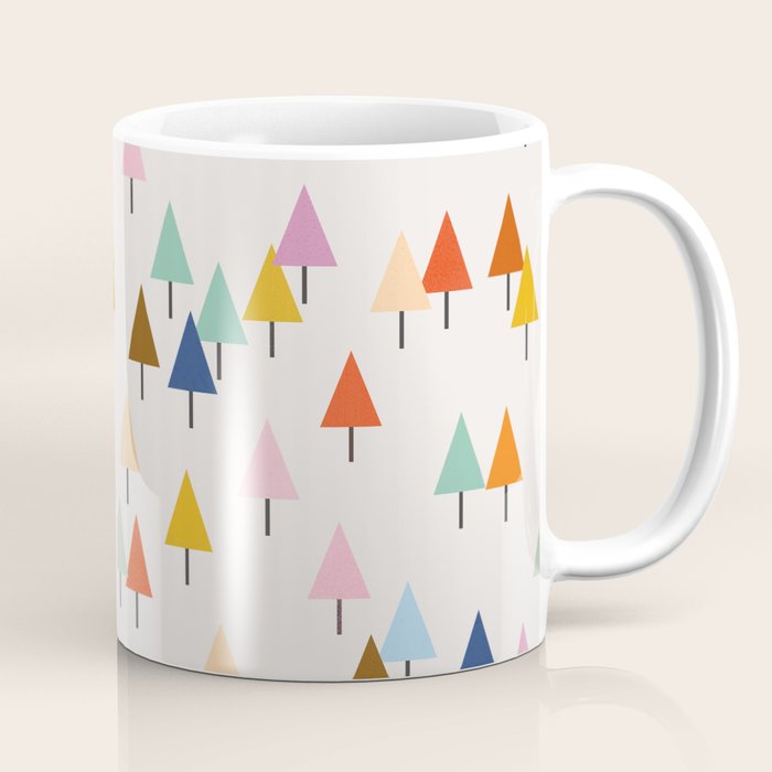 Pastel Triangle Trees: Cozy Winter Vibes With Modern Charm Coffee Mug