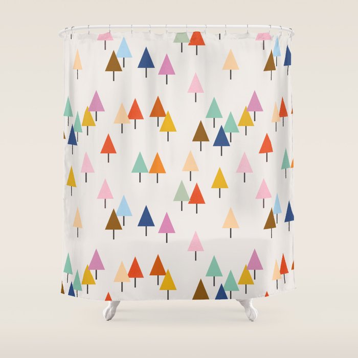 Pastel Triangle Trees: Cozy Winter Vibes With Modern Charm Shower Curtain