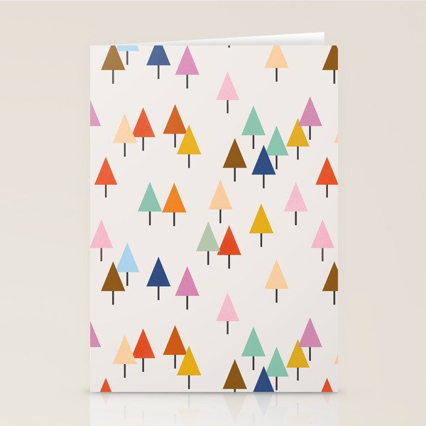 Pastel Triangle Trees: Cozy Winter Vibes With Modern Charm Stationery Card