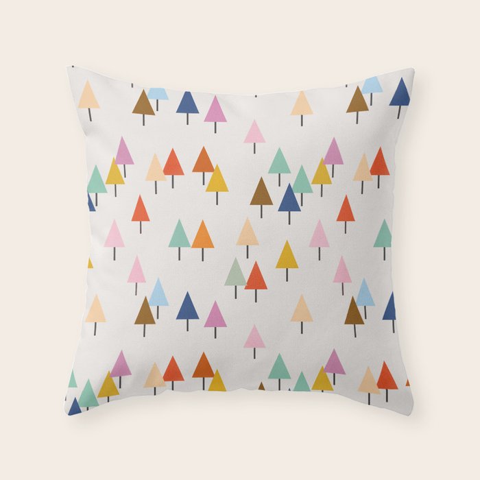 Pastel Triangle Trees: Cozy Winter Vibes With Modern Charm Throw Pillow