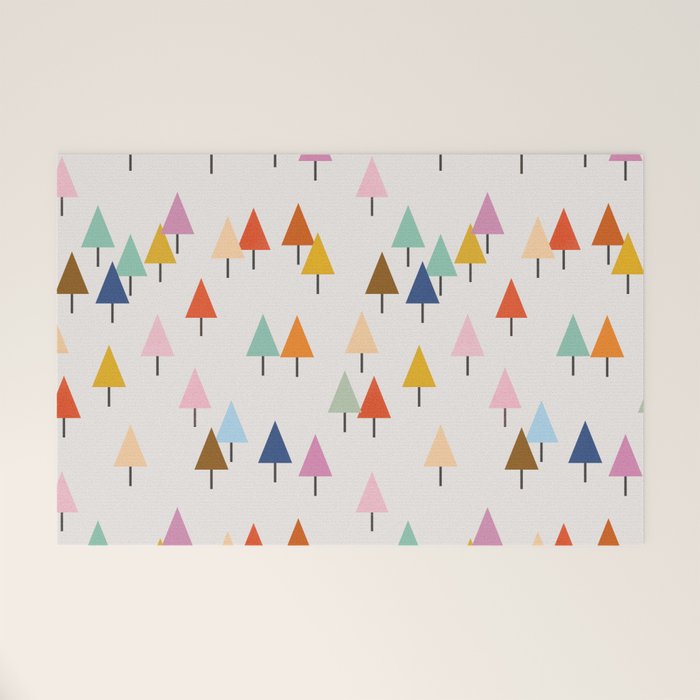 Pastel Triangle Trees: Cozy Winter Vibes With Modern Charm Welcome Mat