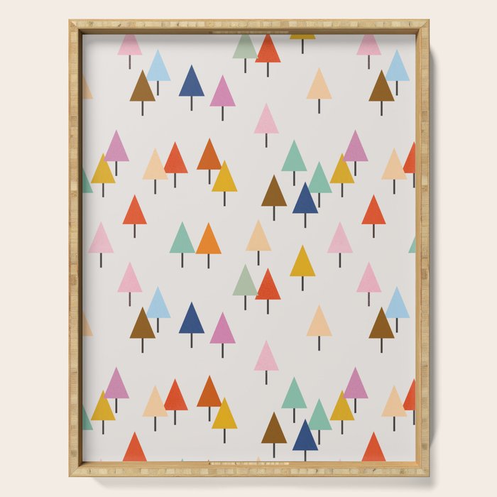 Pastel Triangle Trees: Cozy Winter Vibes With Modern Charm Serving Tray