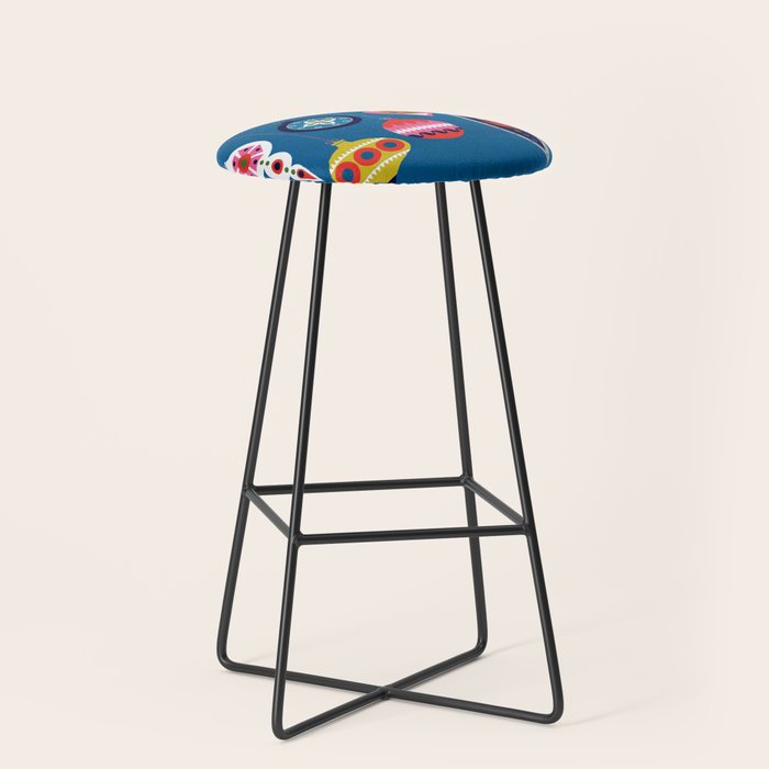 Retro Christmas Baubles On A Dark Background Stool