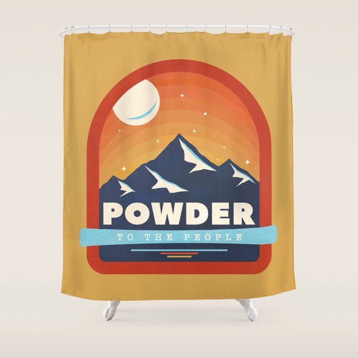 Powder To The People - Ski Badge Shower Curtain