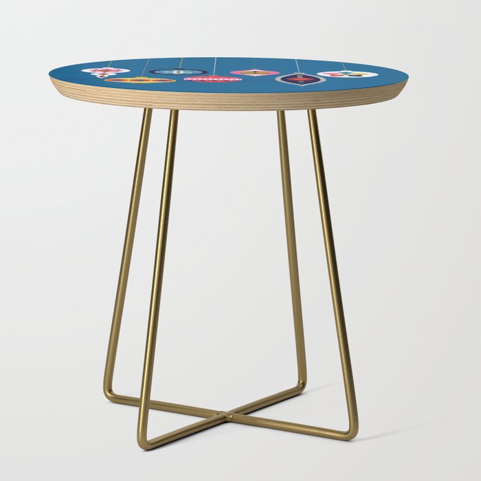 Retro Christmas Baubles On A Dark Background Side Table