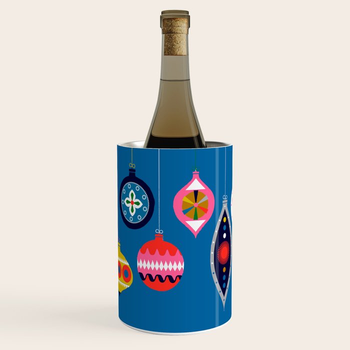 Retro Christmas Baubles On A Dark Background Wine Chiller