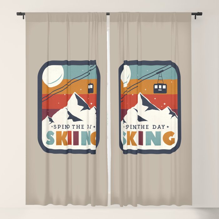 Spend The Day Skiing-Ski Badge Window Curtain