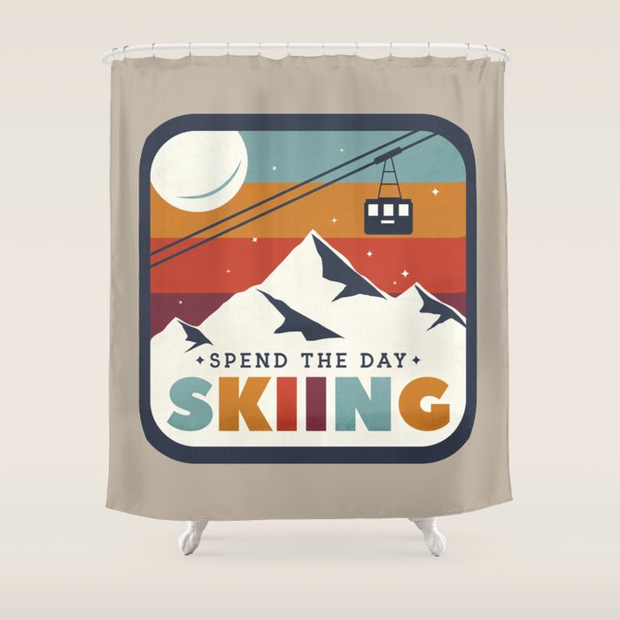 Spend The Day Skiing-Ski Badge Shower Curtain