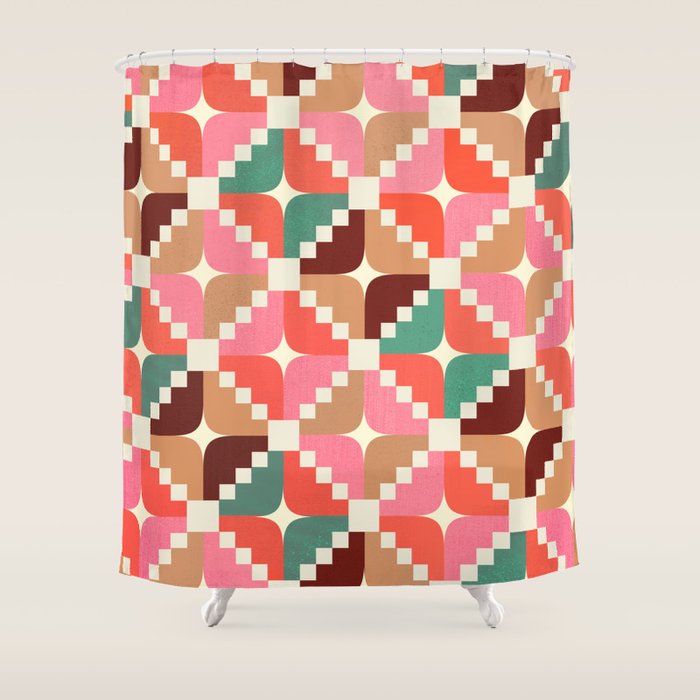 Winter Retro Quilt Pattern Shower Curtain