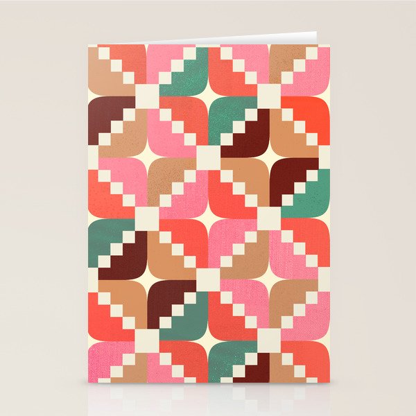 Winter Retro Quilt Pattern Stationery Card
