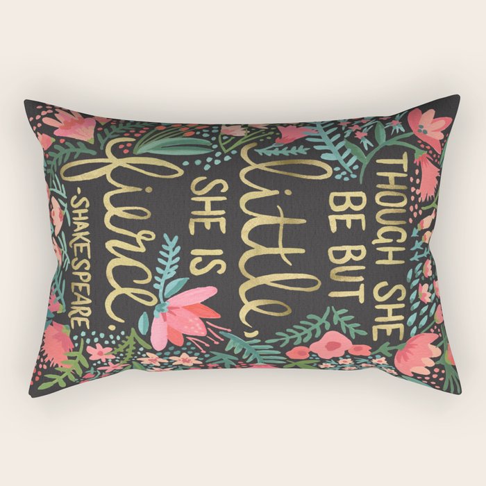Little & Fierce On Charcoal Rectangular Pillow