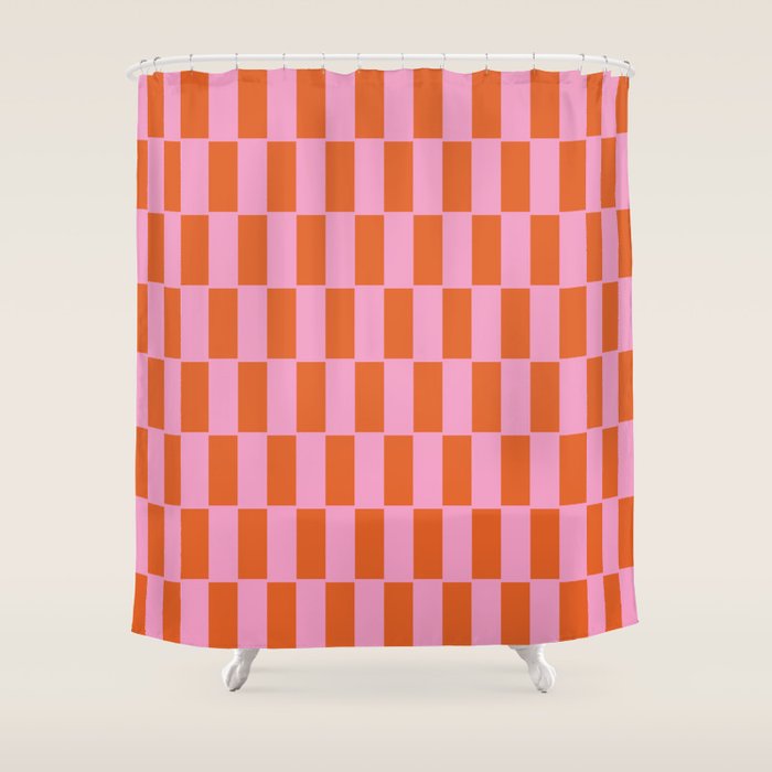 Rectangles In Pink And Red Shower Curtain