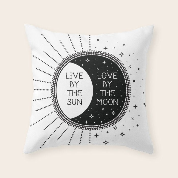 Live By The Sun Love By The Moon Throw Pillow