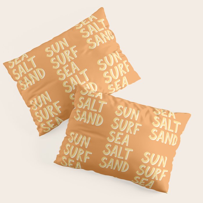 Sun Surf Sea Salt Sand Hand Lettering Pillow Sham