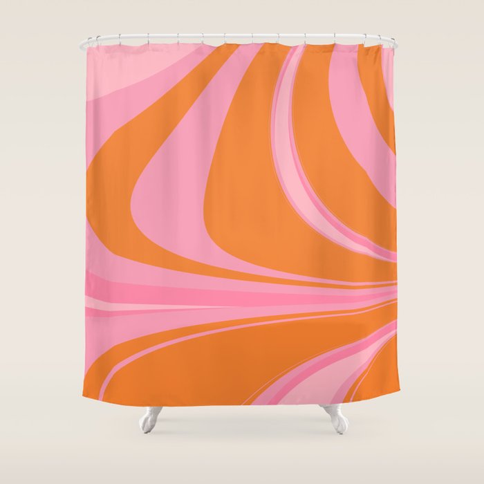 Groovy Color In Pink And Orange Shower Curtain