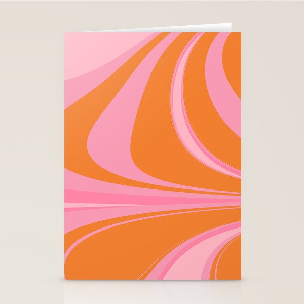 Groovy Color In Pink And Orange Stationery Card