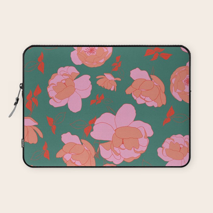 English Roses In Pink And Green Laptop Sleeve