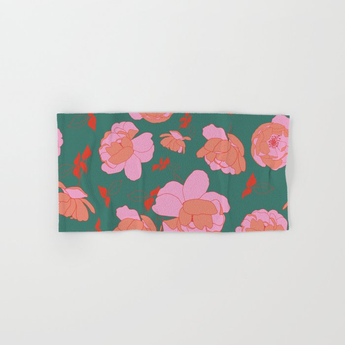 English Roses In Pink And Green Bath Towel